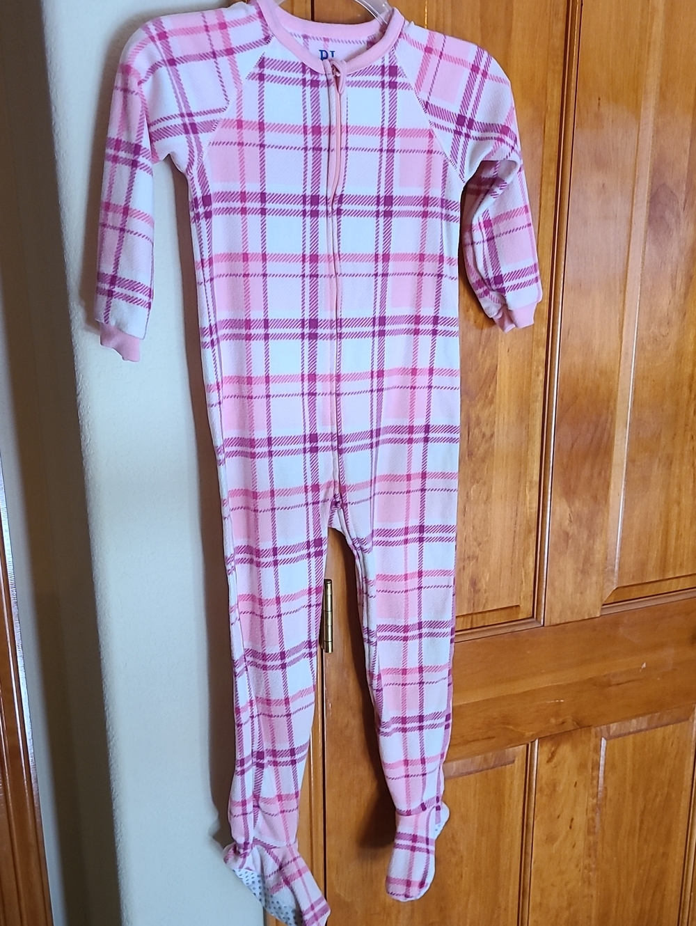 Pj Place Pink Plaid Kids One-Piece Footed Pajamas Size 5T
